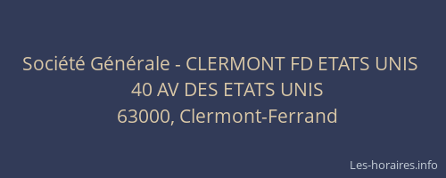 Société Générale - CLERMONT FD ETATS UNIS 