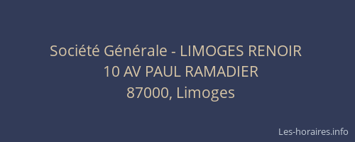 Société Générale - LIMOGES RENOIR 