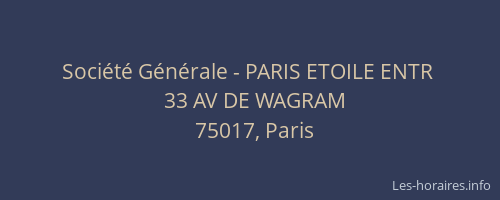 Société Générale - PARIS ETOILE ENTR 