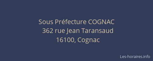 Sous Préfecture COGNAC