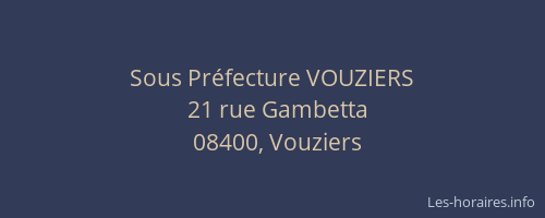 Sous Préfecture VOUZIERS