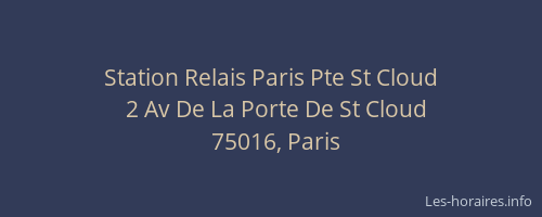Station Relais Paris Pte St Cloud