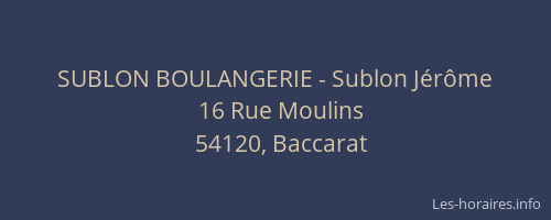 SUBLON BOULANGERIE - Sublon Jérôme