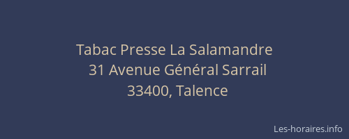 Tabac Presse La Salamandre