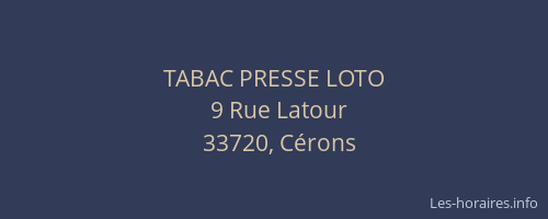 TABAC PRESSE LOTO