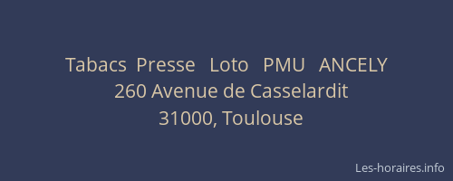 Tabacs  Presse   Loto   PMU   ANCELY