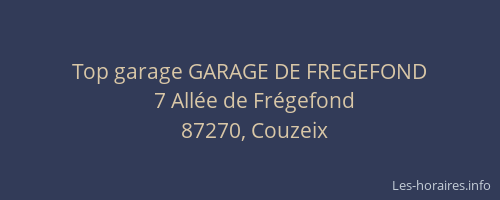 Top garage GARAGE DE FREGEFOND